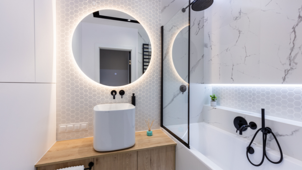 Bathroom Design with Integrated Lighting.